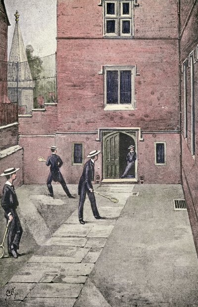 Squash Rackets at Harrow, illustration from Lawn Tennis Rackets and Fives, pub. 1890 by English School